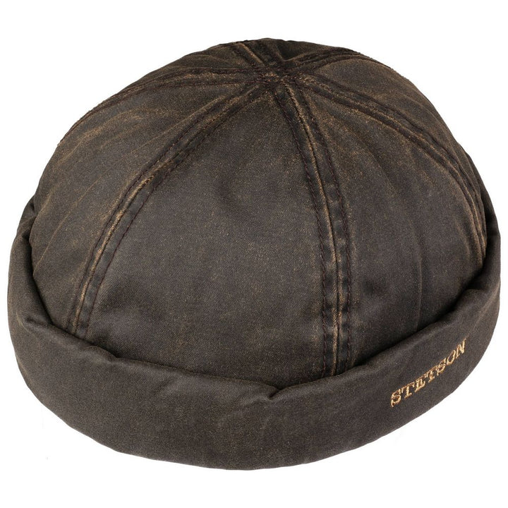 Stetson Docker Cap CO/PES Brown Oilskin Look