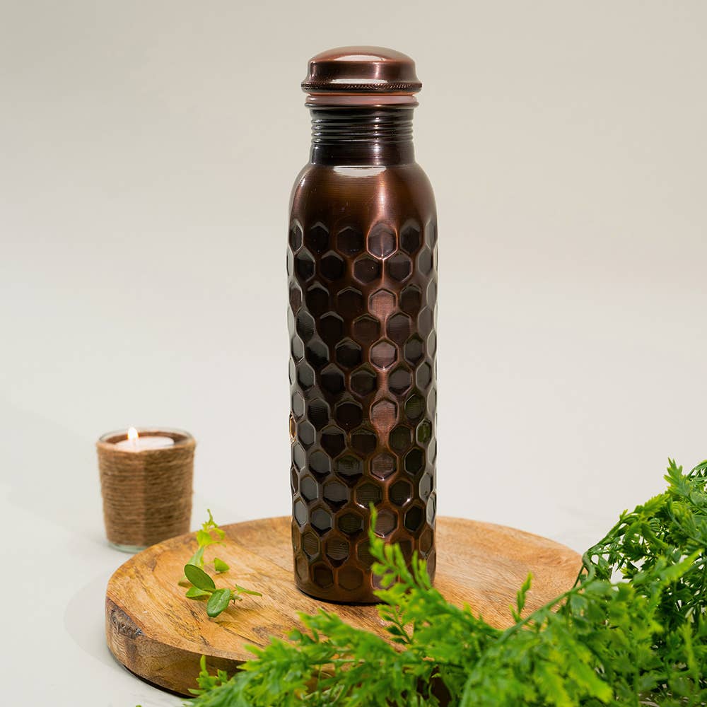 Ren Kobber Vandflaske Diamond Antik - 1 liter - Gave Ide fra Ayurveda Specialist B.V. hos The Prince Webshop