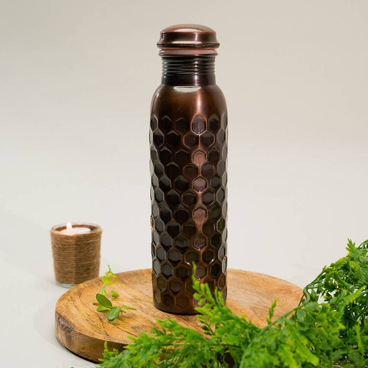 Ren Kobber Vandflaske Diamond Antik - 1 liter - Gave Ide fra Ayurveda Specialist B.V. hos The Prince Webshop