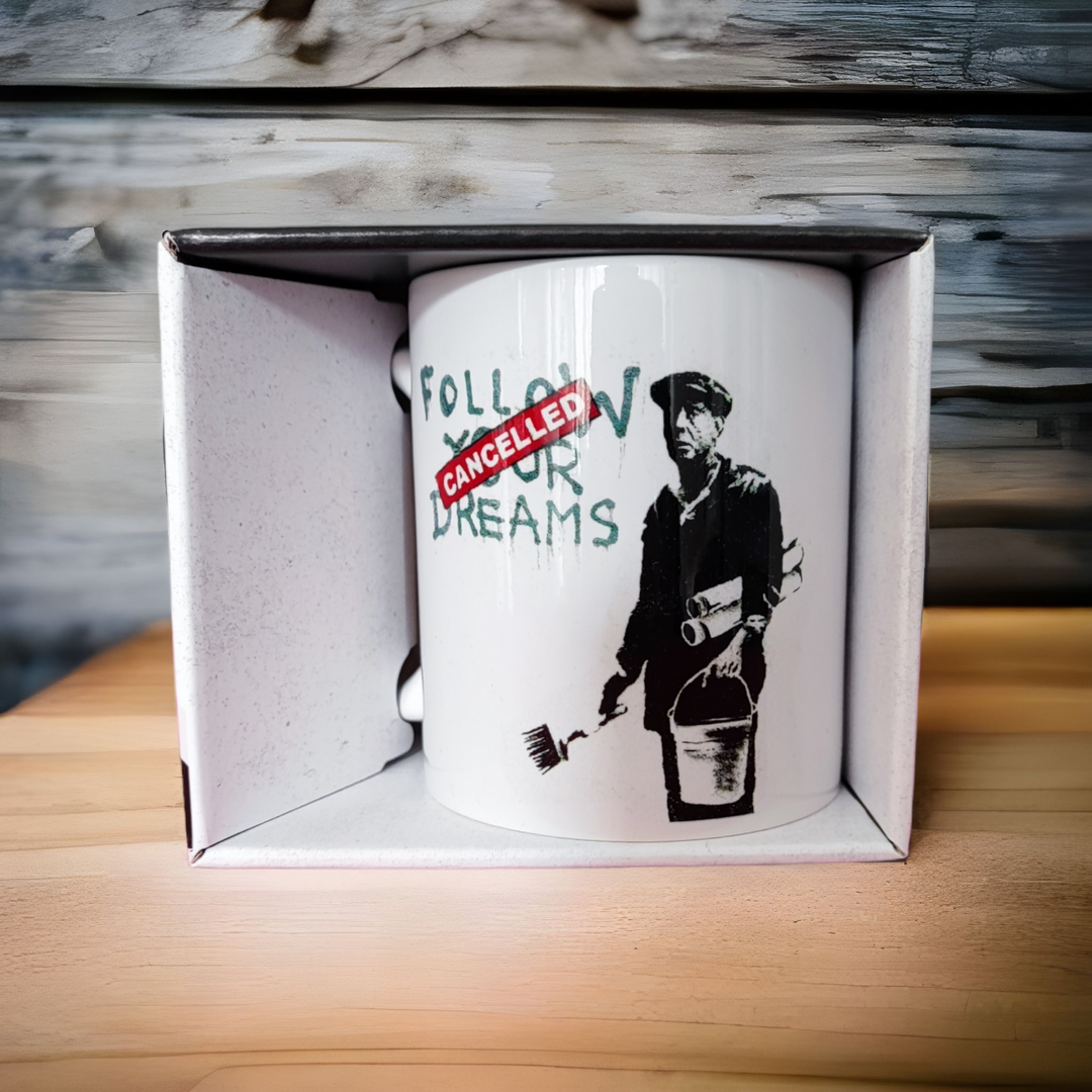 Banksy Ceramic Mug 325ml - Follow Your Dreams