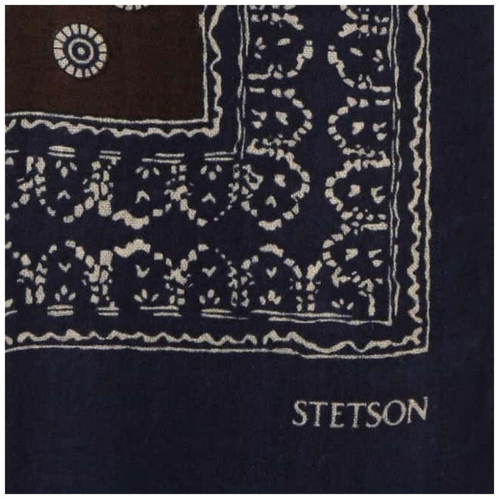 Stetson Scarf Wool Navy Brown Polka Dots