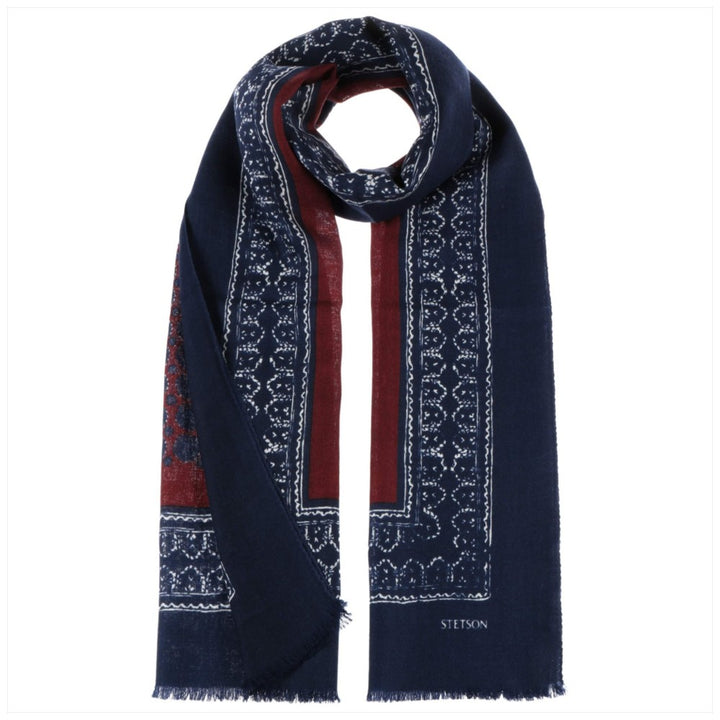 Stetson Scarf Wool Ornaments Navy Rust