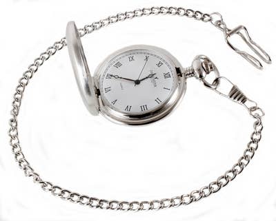 Silver Brushed Quartz Full Hunter Pocket Watch - Ur fra David Aster Collection hos The Prince Webshop