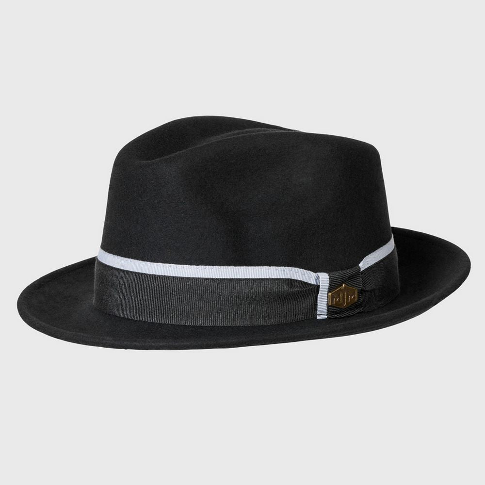 MJM Alberto Fedora Hat - Black Wool Felt - Waterproof &amp; Crushable