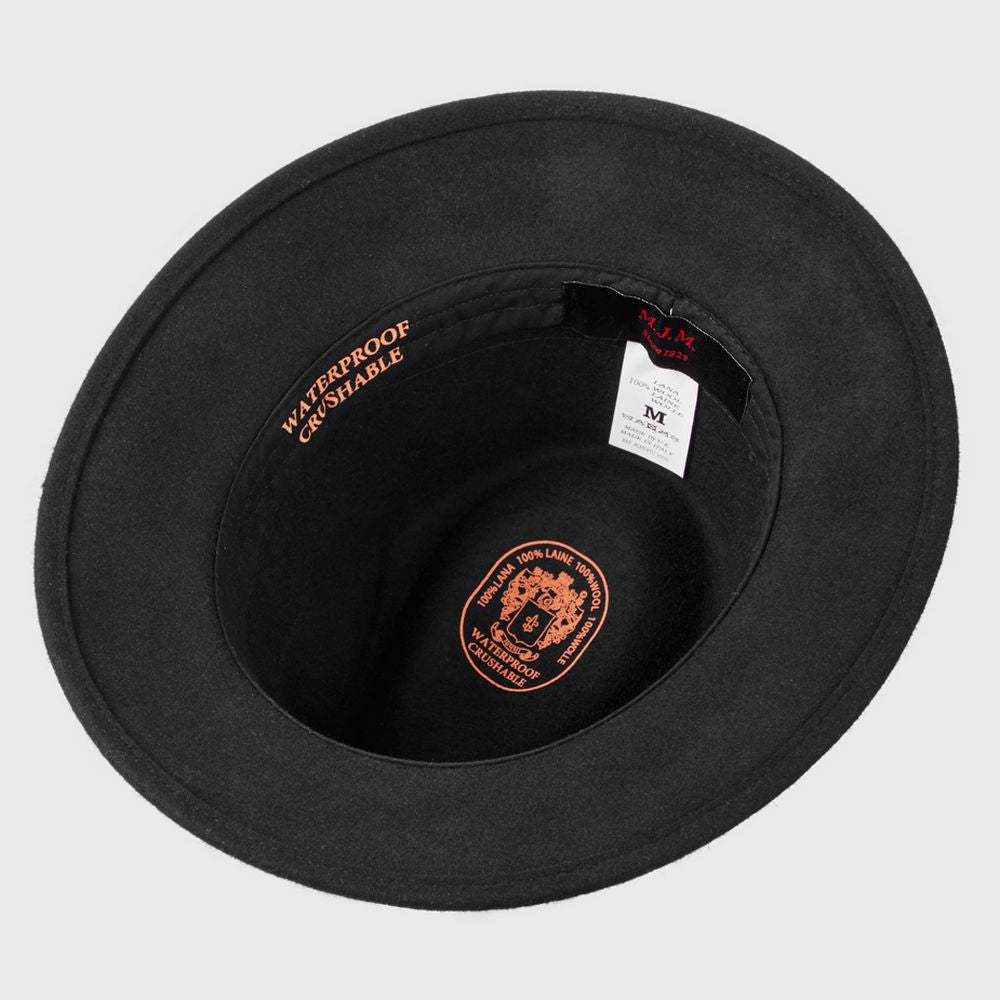 MJM Alberto Fedora Hat - Black Wool Felt - Waterproof &amp; Crushable