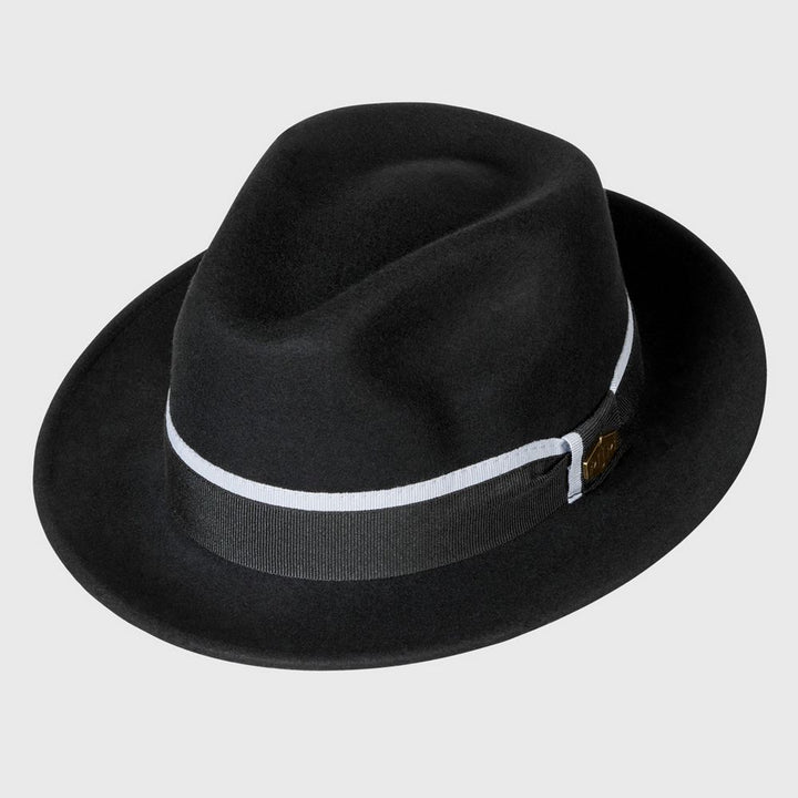 MJM Alberto Fedora Hat - Black Wool Felt - Waterproof &amp; Crushable