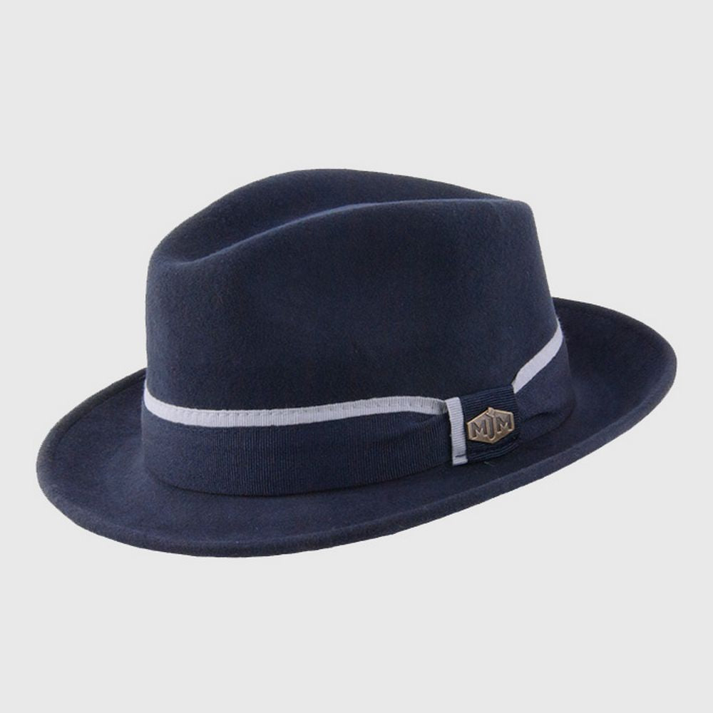 MJM Alberto Fedora Hat - Navy Blue Wool Fab