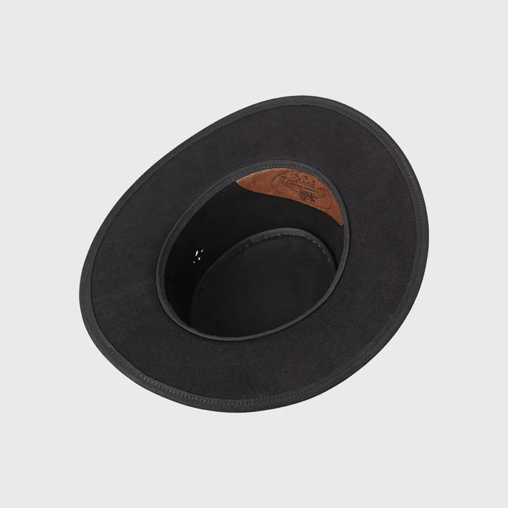 Aussie Bush Cow - Black Squashable Leather Hat