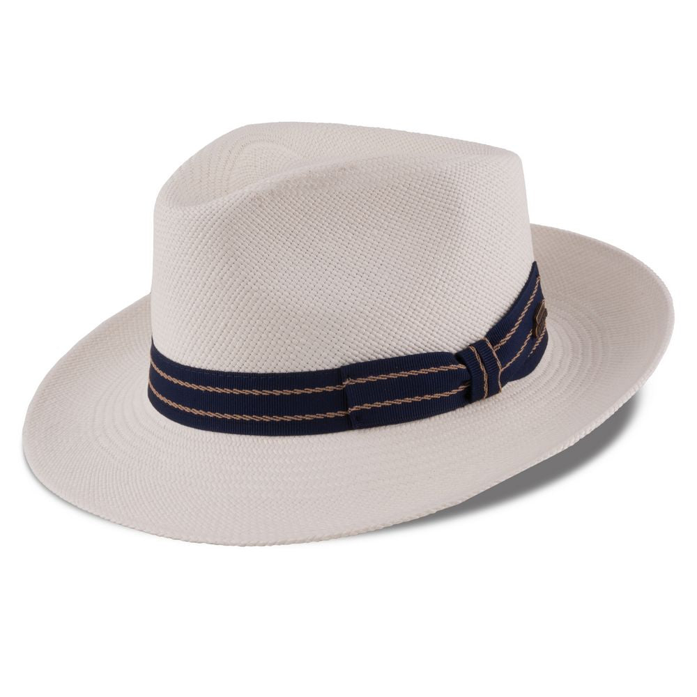 MJM Blue Line Tino - Ægte Panama Hat - Natur - Hat fra MJM Hats hos The Prince Webshop