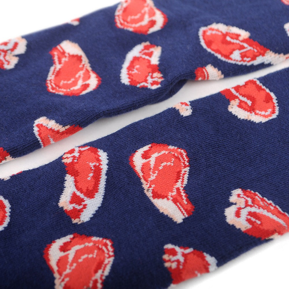 1 par Meat Lovers Novelty Socks - Sjove BØF Strømper