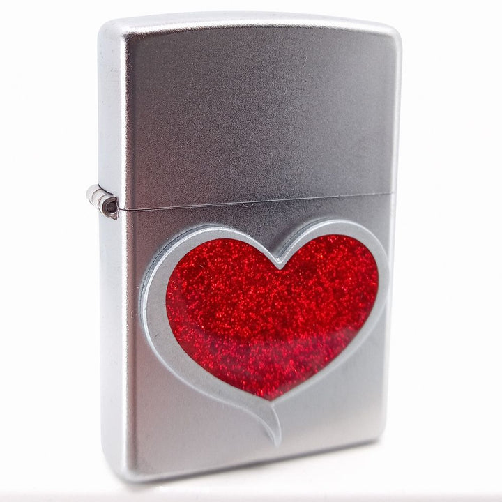 Original Zippo RED HEART Lighter i Gaveæske