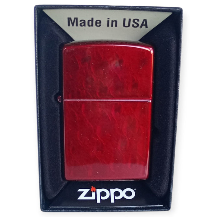 Zippo 60004598 Candy Apple Red Iced Flames Lighter - Zippo Lighter fra Zippo hos The Prince Webshop
