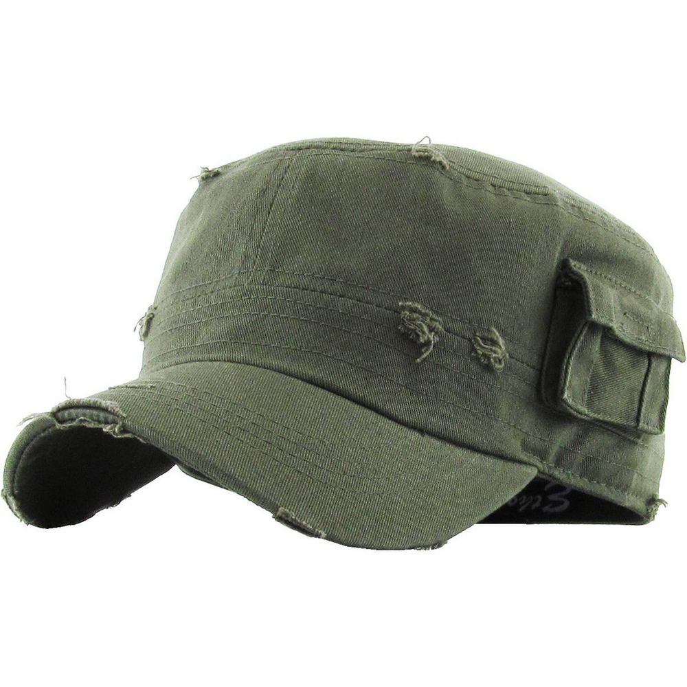 Ethos Army Cadet Cap i 100% Bomuld Distressed - 4 FARVER