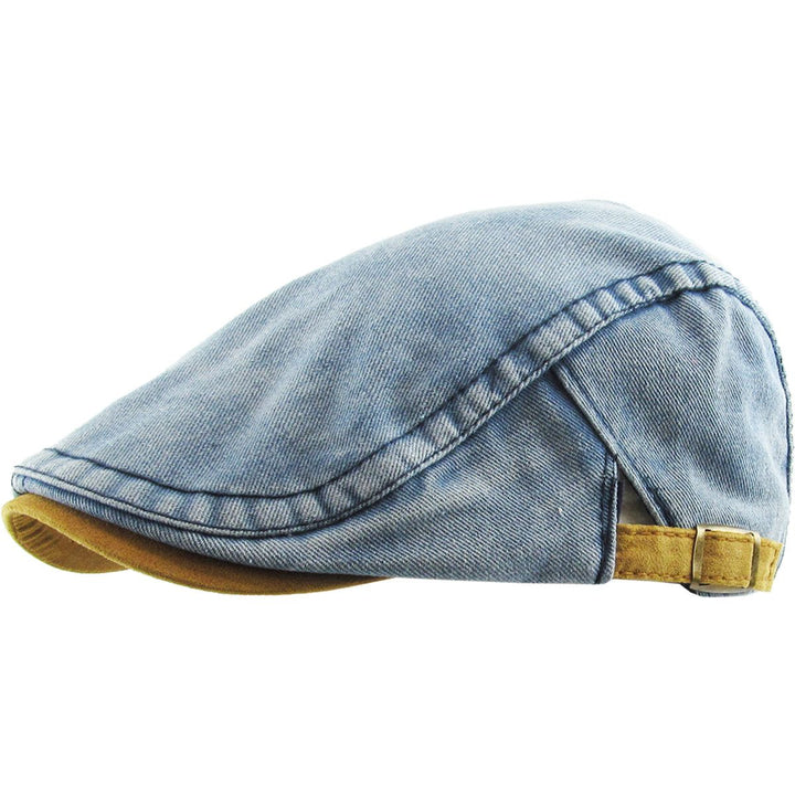 Denim Flat Cap Ivy Kasket - forvasket lys denim