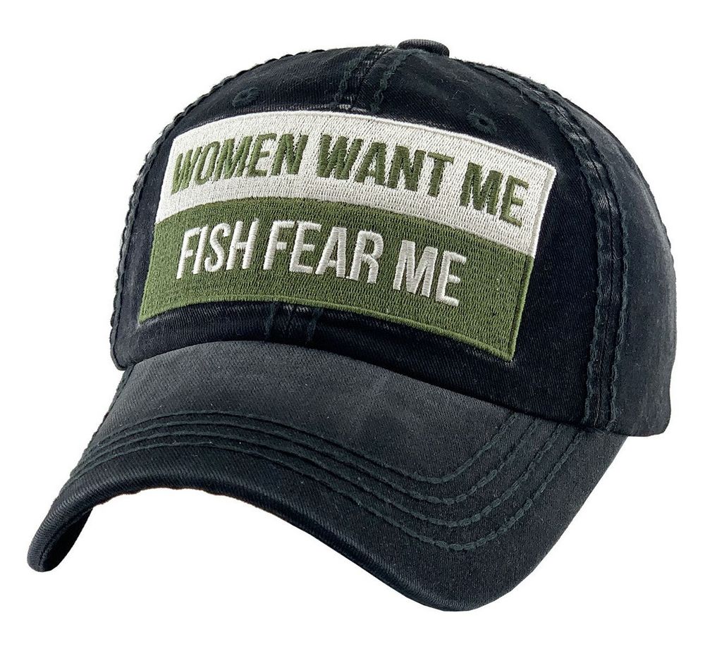 Naiset haluavat minun kalan pelkäävät minua vintage ballcap - musta
