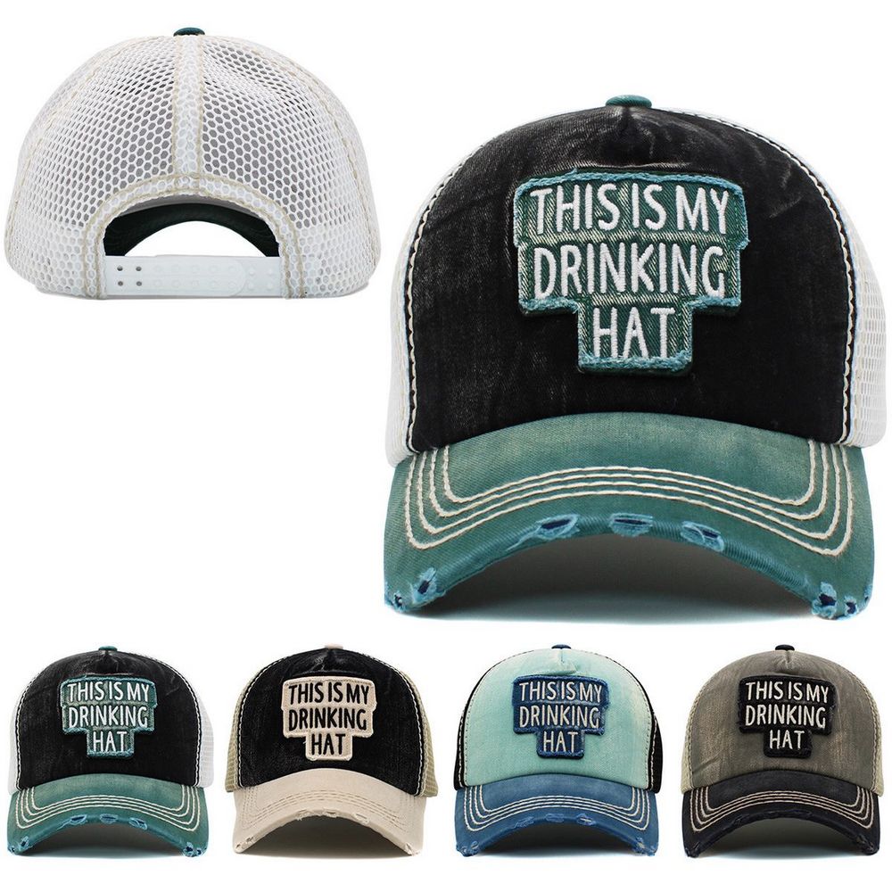 THIS IS MY DRINKING HAT Vintage Ballcap - 2 friske farver