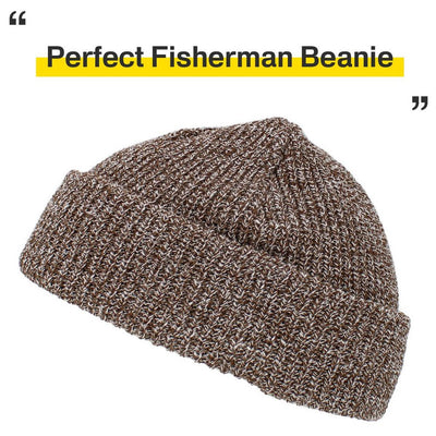 Ethos FISHERMAN BEANIE - BROWN-MIX acrylic hat in classic fisherman style