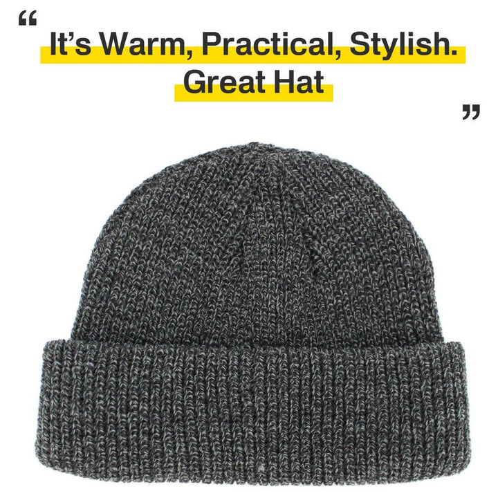 Ethos FISHERMAN BEANIE - GRAY-MIX acrylic hat in classic fisherman style