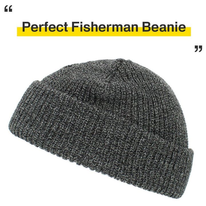 Ethos FISHERMAN BEANIE - GRÅ-MIX acryl hue i klassisk fisker stil