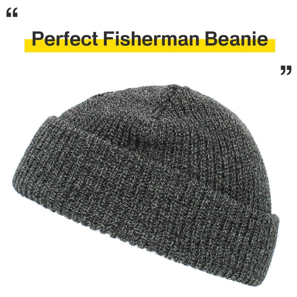 Ethos FISHERMAN BEANIE - GRAY-MIX acrylic hat in classic fisherman style