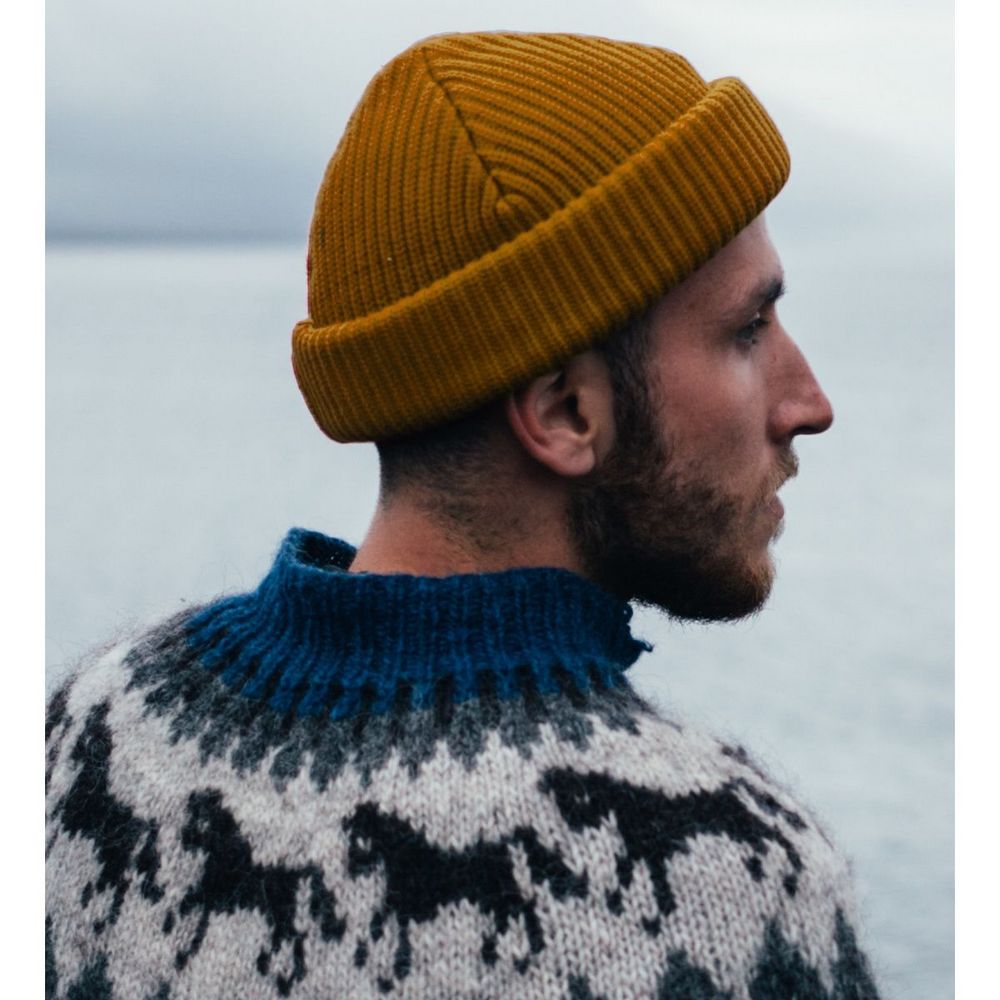 Ethos FISHERMAN BEANIE - BRUN acryl hue i klassisk fisker stil