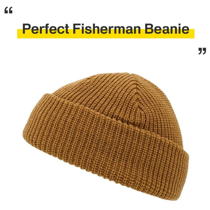 Ethos FISHERMAN BEANIE - BRUN acryl hue i klassisk fisker stil