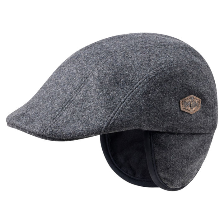 MJM Maddy EL Wool Mix Anthracite Sixpence med Øreklapper - Flat Cap fra MJM Hats hos The Prince Webshop