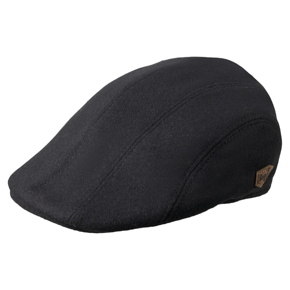 MJM Maddy EL Wool Mix Black Sixpence med øreklapper - Flat Cap fra MJM Hats hos The Prince Webshop