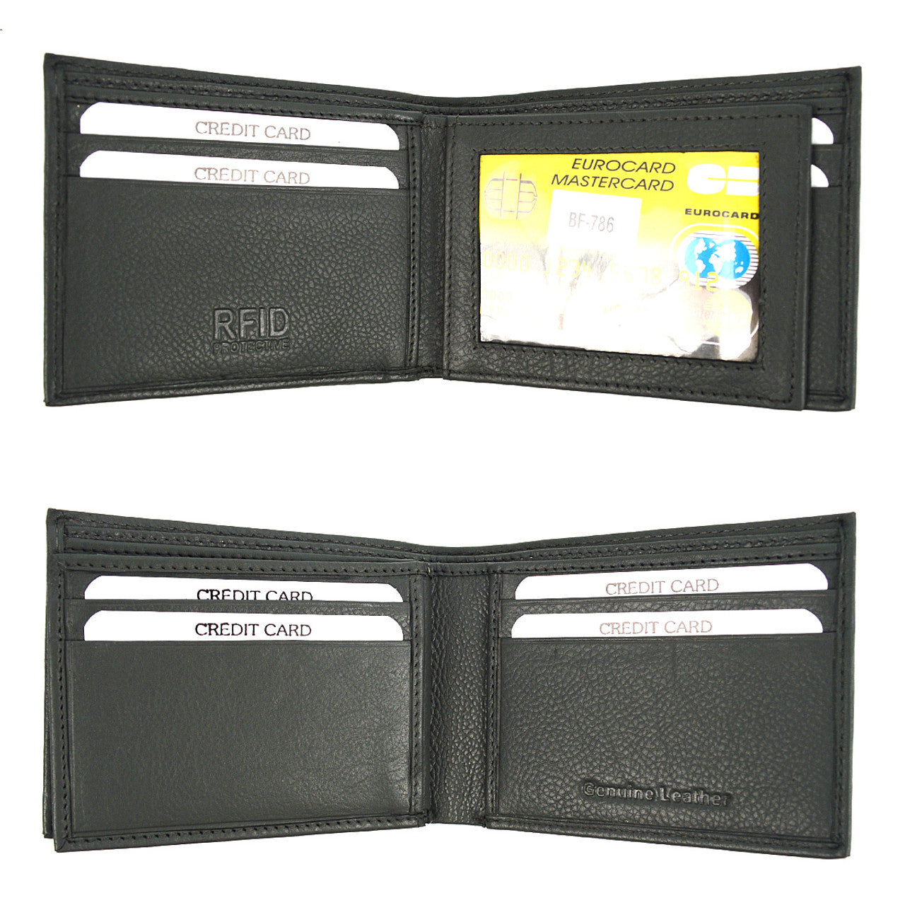 Two-leaf RFID Wallet - Black