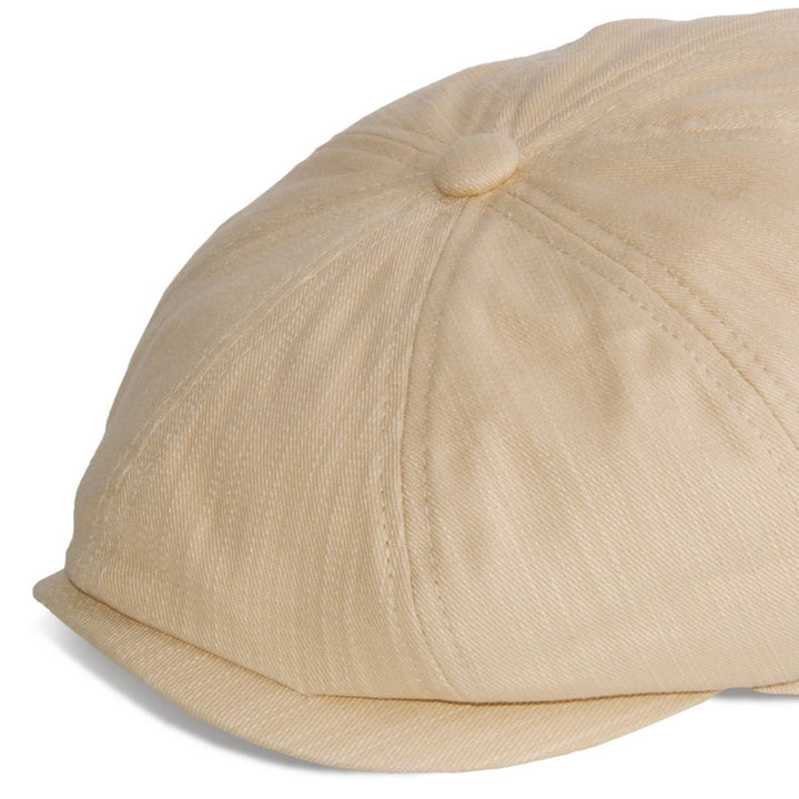 MJM Peeky Summer Flat Cap - Beige Bomulds Sixpence - Flat Cap fra MJM Hats hos The Prince Webshop