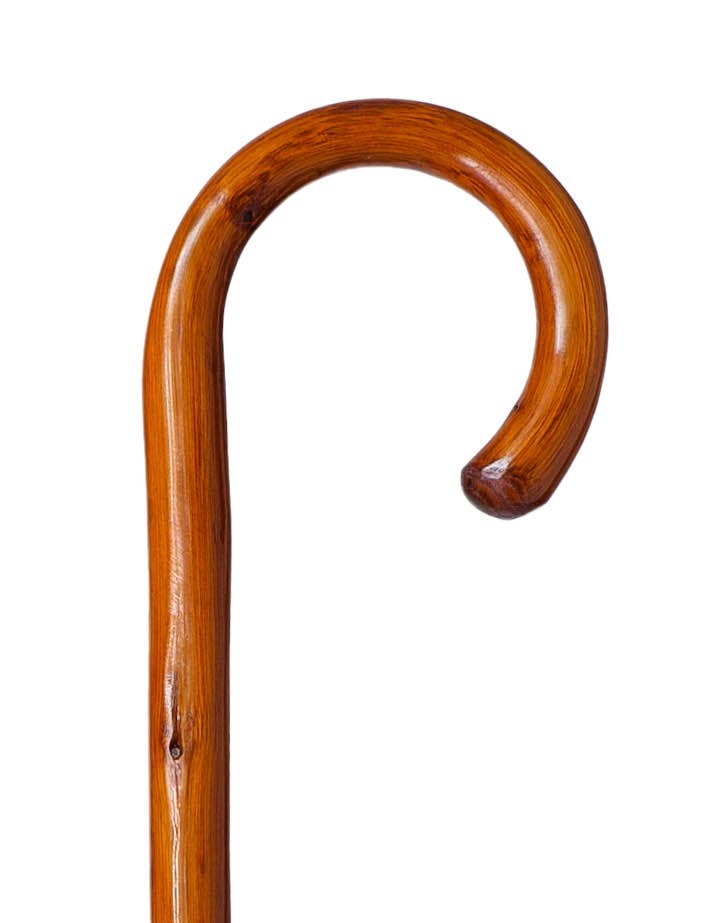 Natur Spadserestok med Hyrdehåndtag og Gummidup - 2 farver - Spaderestok fra Segorbina BASTONES hos The Prince Webshop