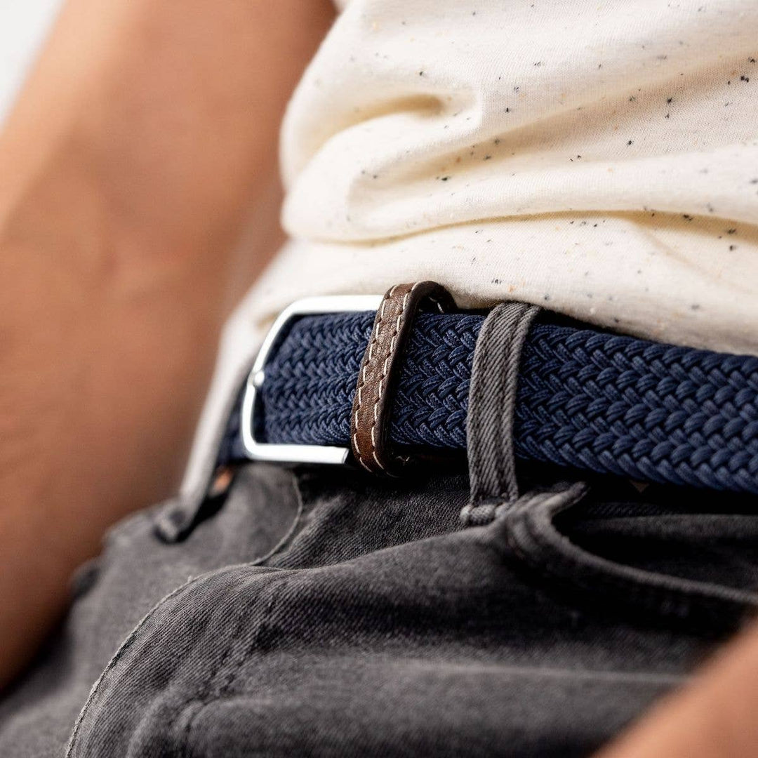 BILLYBELT Slate Blue Woven Elastic Belt - Elastisk Komfort Bælte