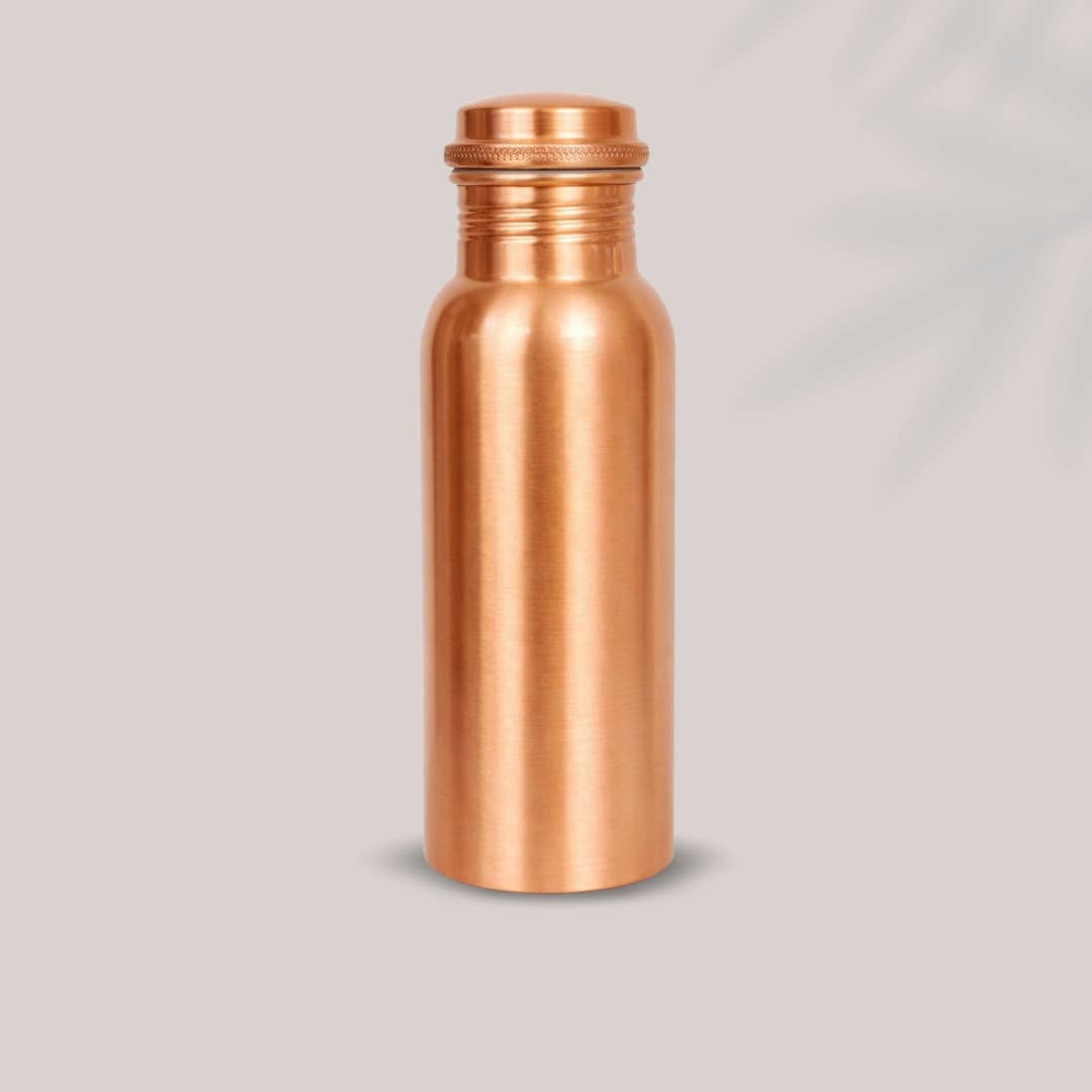 Ren kobber vandflaske glat mat ± 750 ml (tung)