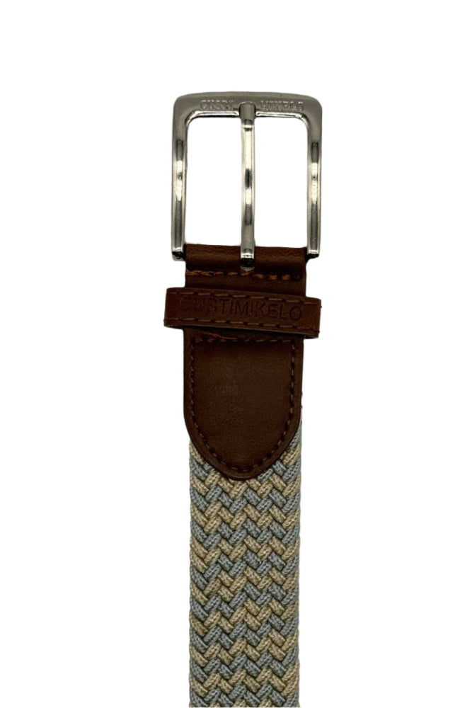 Custi Mikelo Grå/beige Flettet Elastisk Bælte - Bælte fra Custi Mikelo hos The Prince Webshop