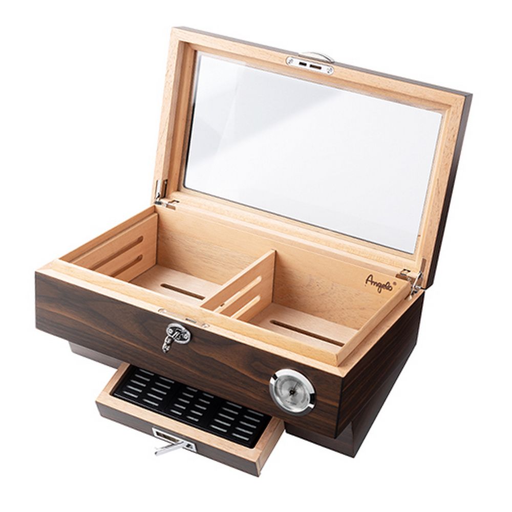 Angelo Gastro Cigar Humidor with Window, Lock and Drawer