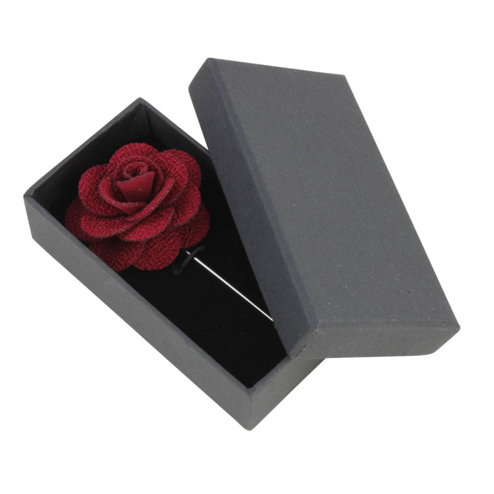 David Aster - Burgundy Flower Lapel Pin