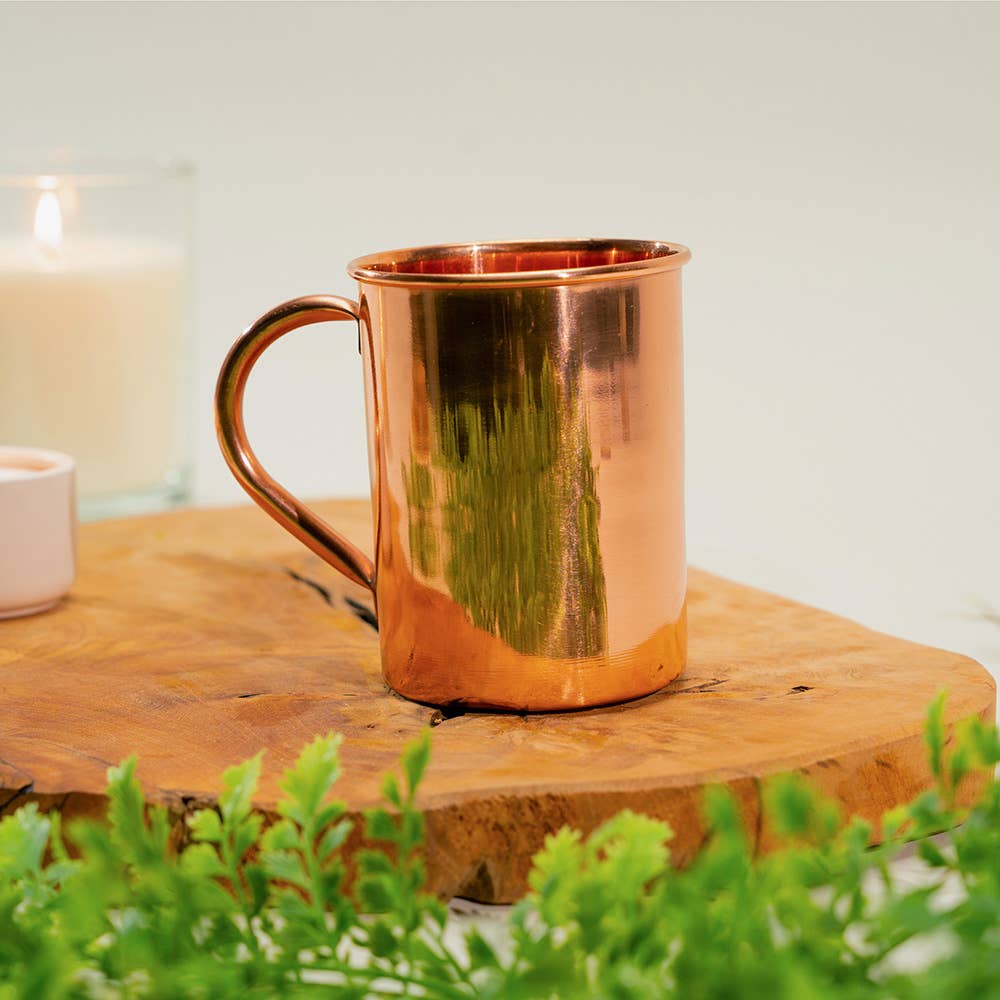 Mule Kobberkrus med Messinghåndtag, glat - 400 ml - Mule Mugs fra Ayurveda Specialist B.V. hos The Prince Webshop
