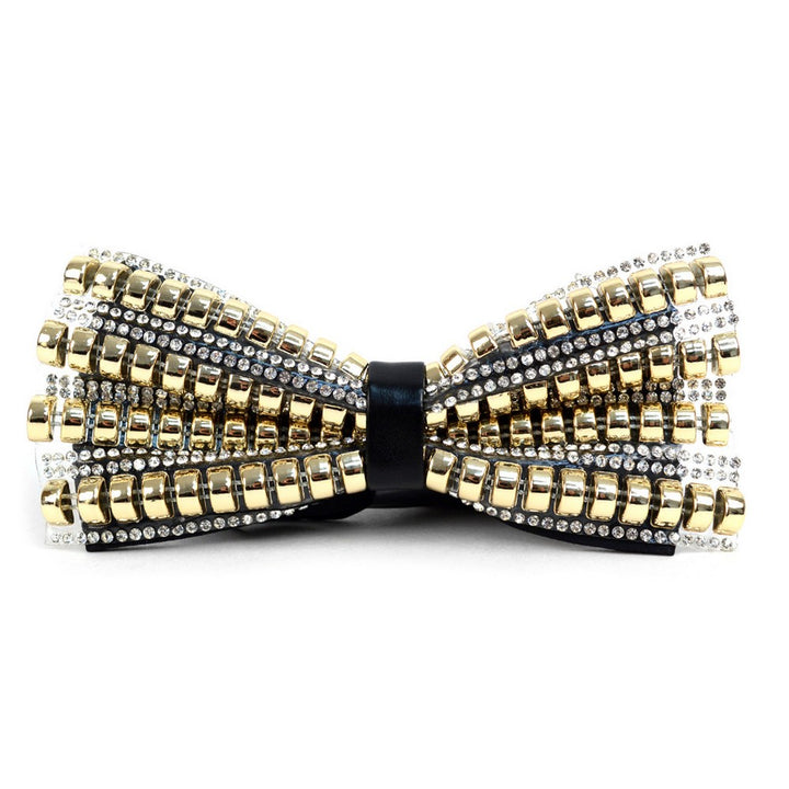 Gold Beads &amp; Silver Stones Men's Bow Tie