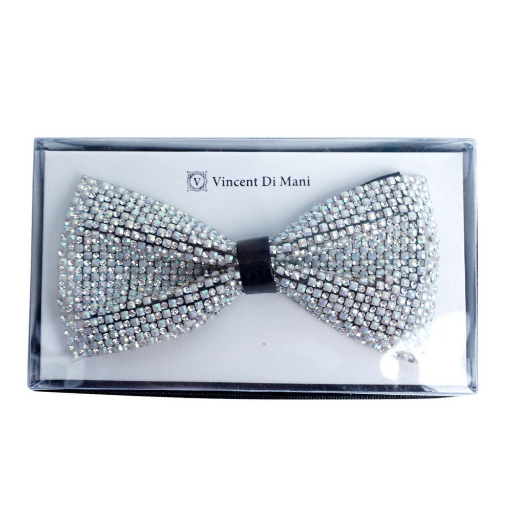 White Crystal Rhinestone Men's Bow Tie