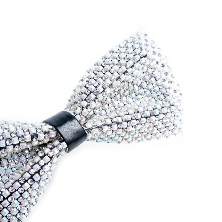 White Crystal Rhinestone Men's Bow Tie