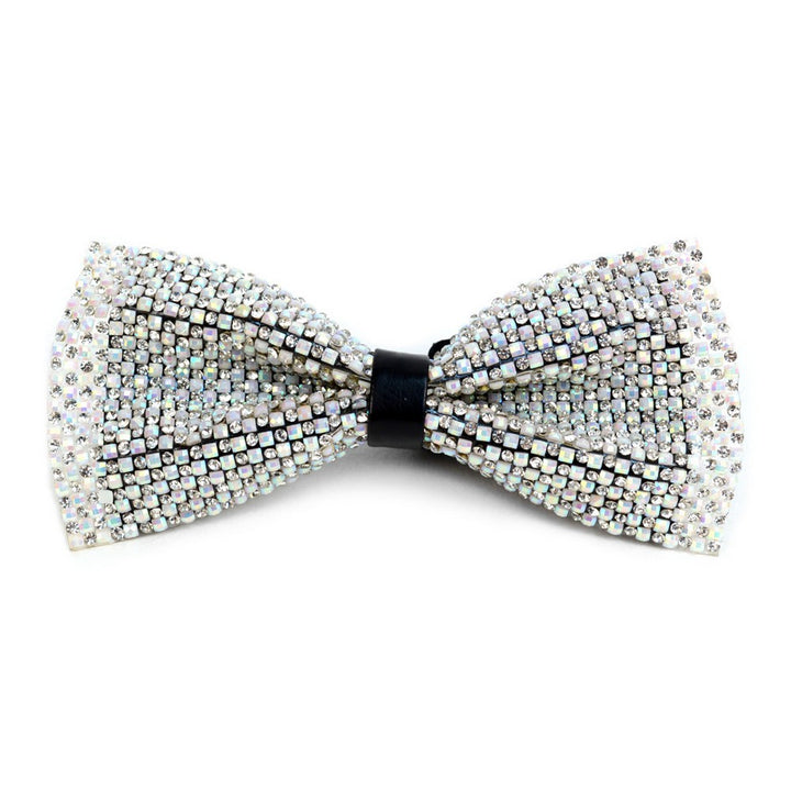 White Crystal Rhinestone Men's Bow Tie