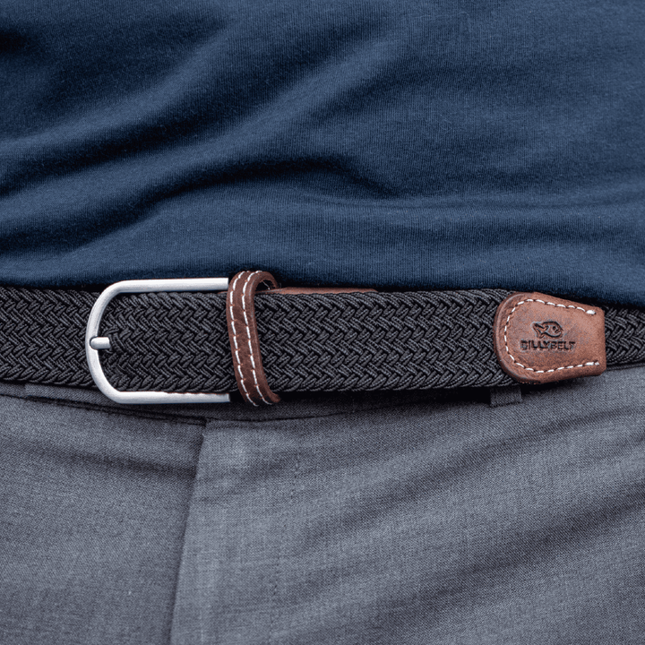 BILLYBELT Black Licorice Woven Elastic Belt - Elastisk Komfort Bælte