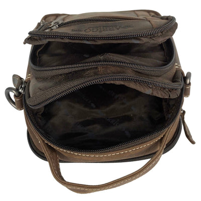 Arrigo Leather Crossbody Shoulder Bag & Belt Bag - Brun