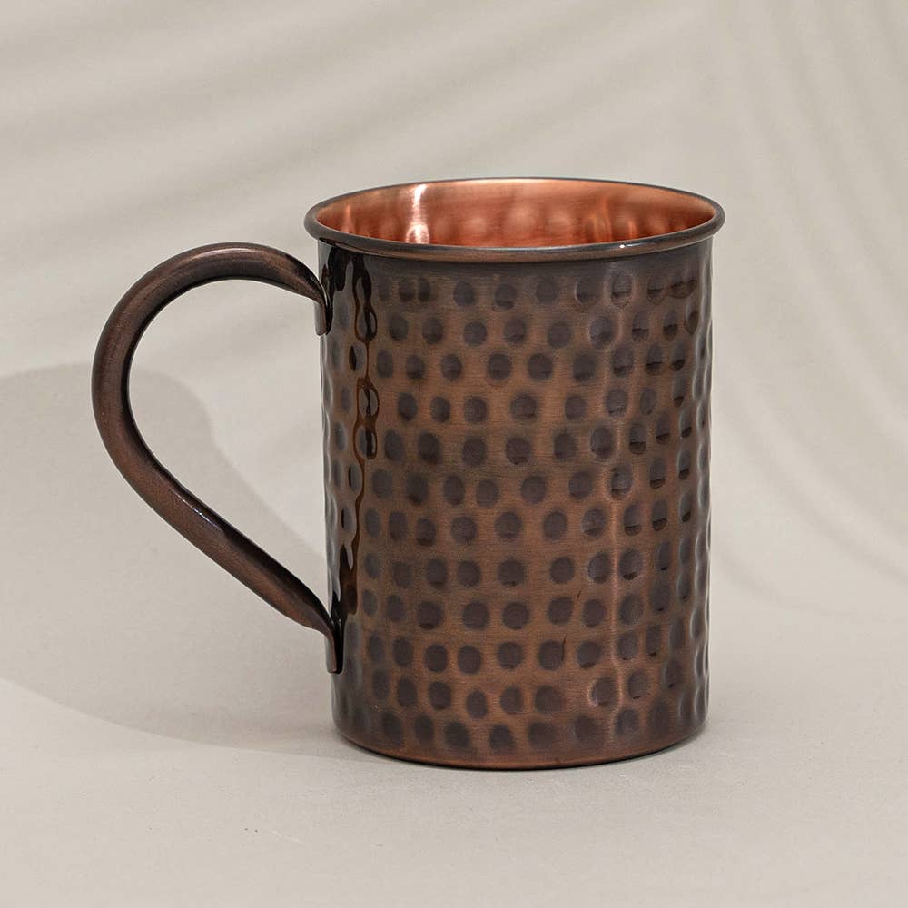 Mule kobberkrus med Messinghåndtag, hamret antik – 400 ml - Mule Mugs fra Ayurveda Specialist B.V. hos The Prince Webshop
