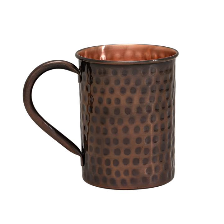 Mule kobberkrus med Messinghåndtag, hamret antik – 400 ml - Mule Mugs fra Ayurveda Specialist B.V. hos The Prince Webshop