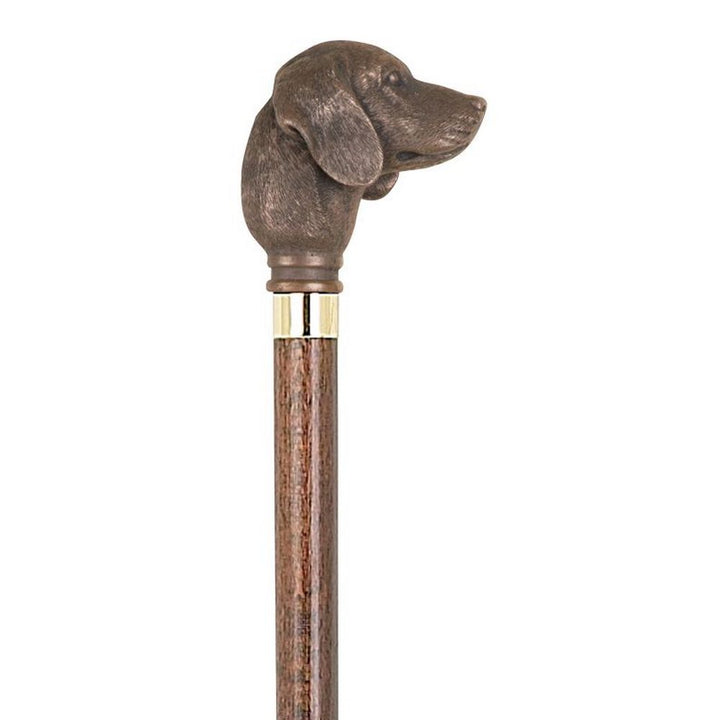 Unique Walking Stick in Brown Maple with Golden Retriever