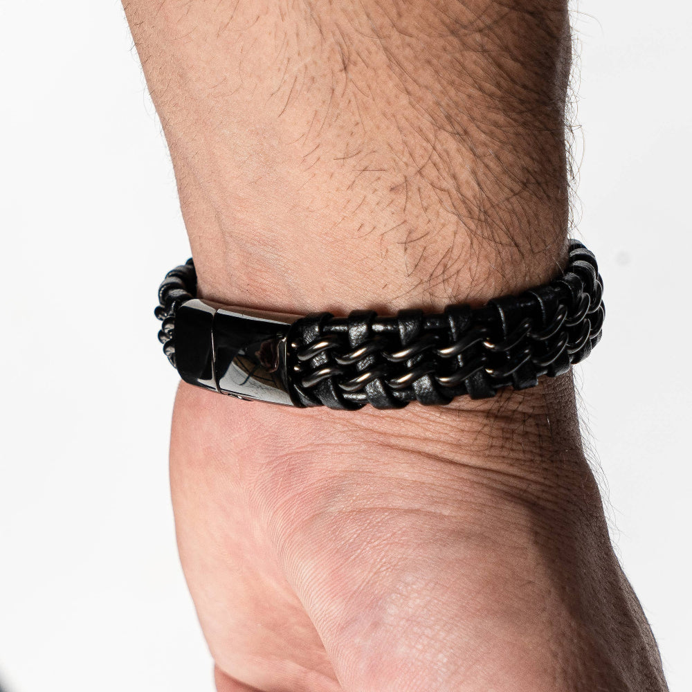Læder Armbånd „Steel“ - All Black