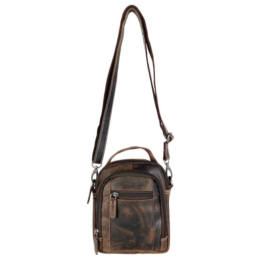 Arrigo Leather Crossbody Shoulder Bag & Belt Bag - Brun