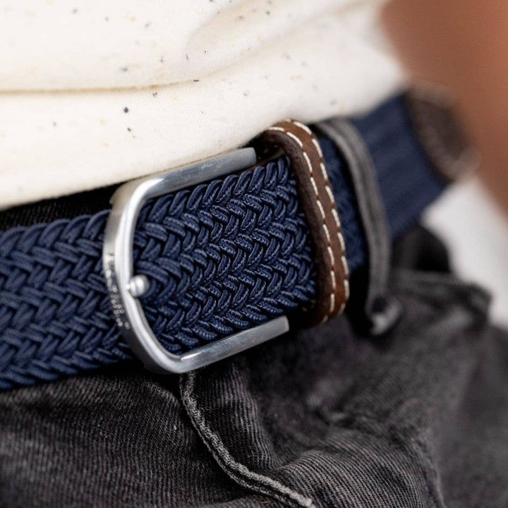 BILLYBELT Slate Blue Woven Elastic Belt - Elastisk Komfort Bælte