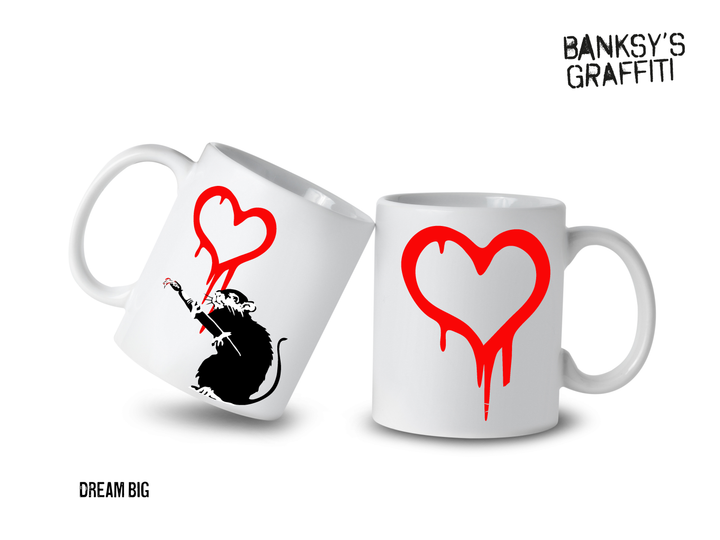 Banksy Ceramic Mug 325ml - Love Rat